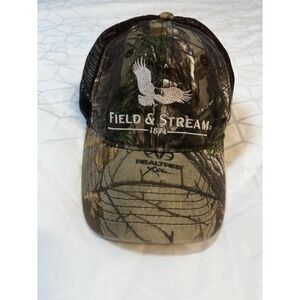 Field & Stream Hat Realtree Camo Mens Strap Back Mesh Back Hunting 1871‎ Brown
